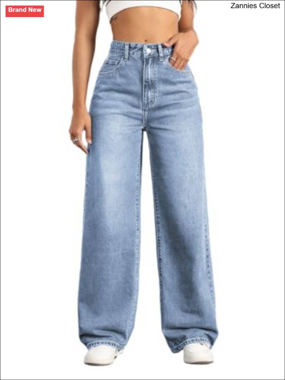 High Waisted Wide Leg Straight Leg Jeans for Women Stretchy Tummy Control